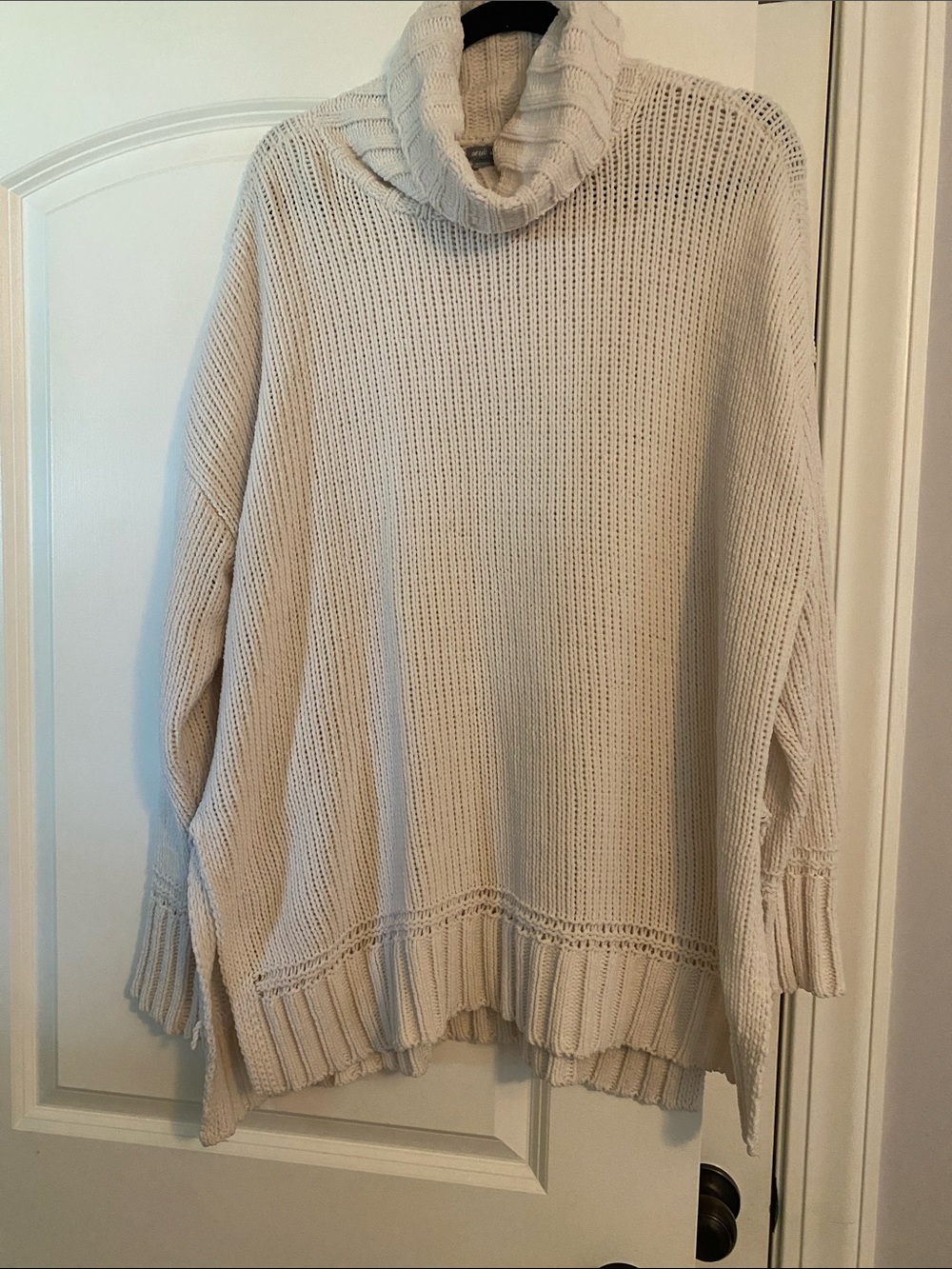 aerie Cream Turtleneck Oversized Knit Sweater